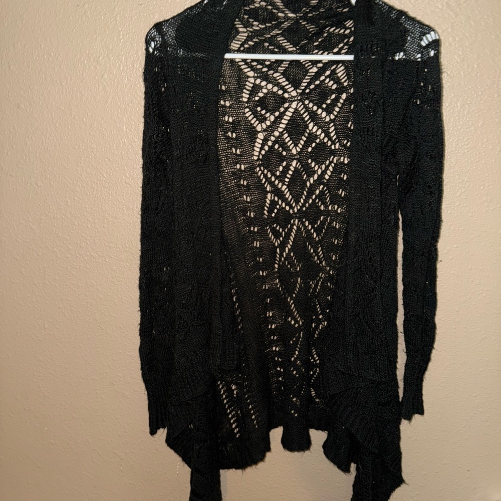 Black Open-Knit Women's Sweater
